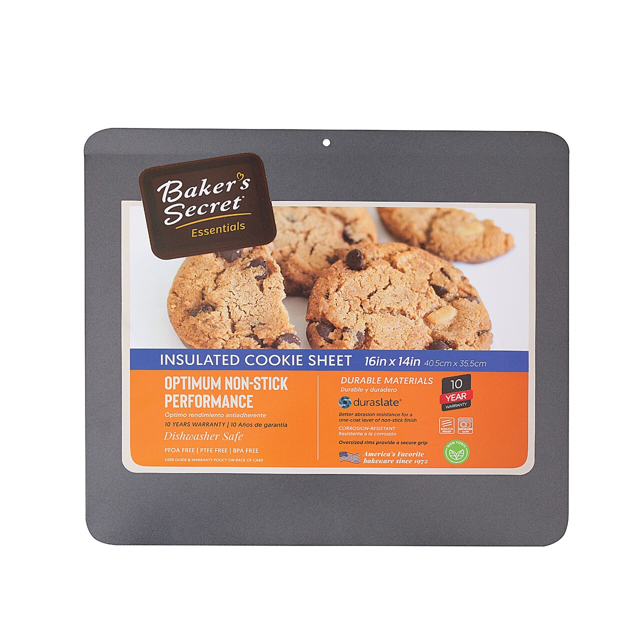 Baker's Secret Insulated Cookie Sheet Cookie Tray 16" x 14", Carbon Steel Insulated Double Wall, for Baking Roasting Cooking, Dishwasher Safe Home Baking Supplies Accessories - Essentials Collection